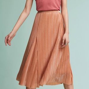 Maeve for Anthropologie pleated metallic skirt
